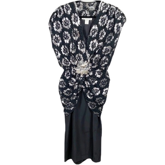 VINTAGE 90’s Retro Metallic Party dress size 10 - Picture 3 of 16